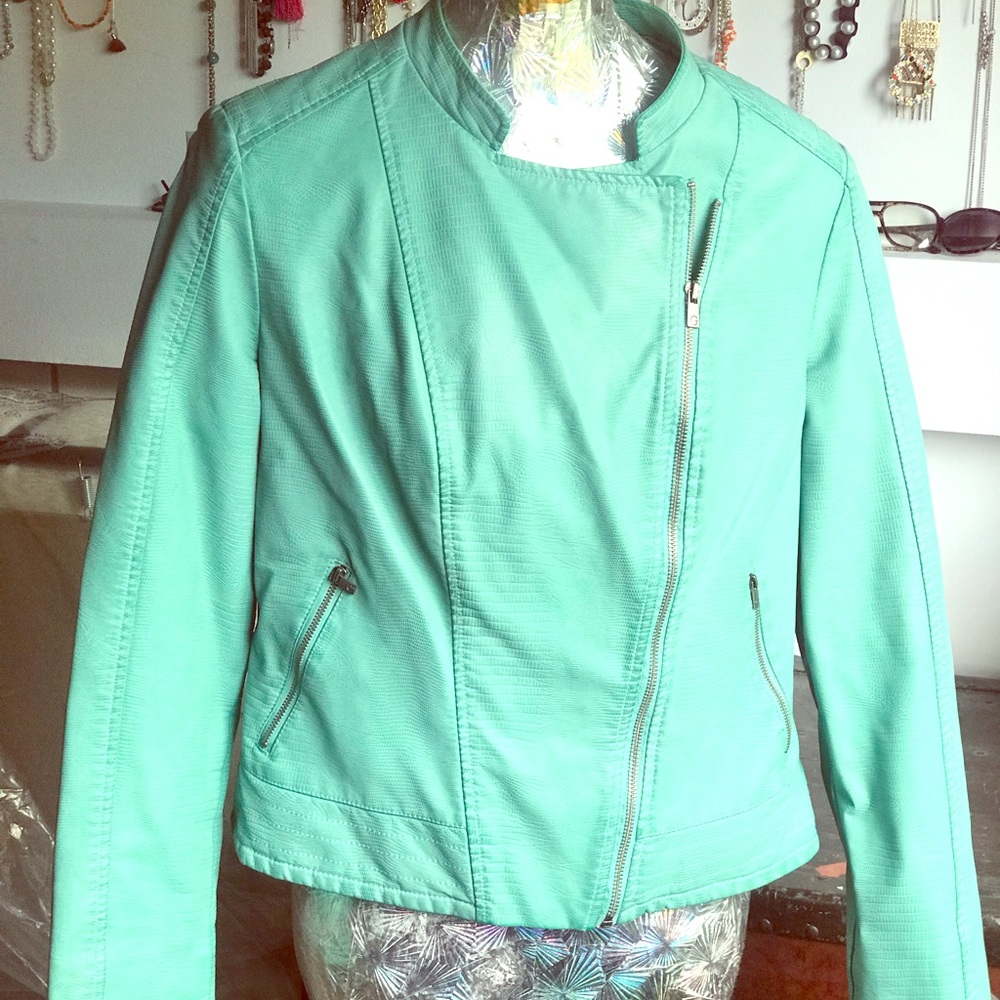 Teal leather looking Guilianna jacket